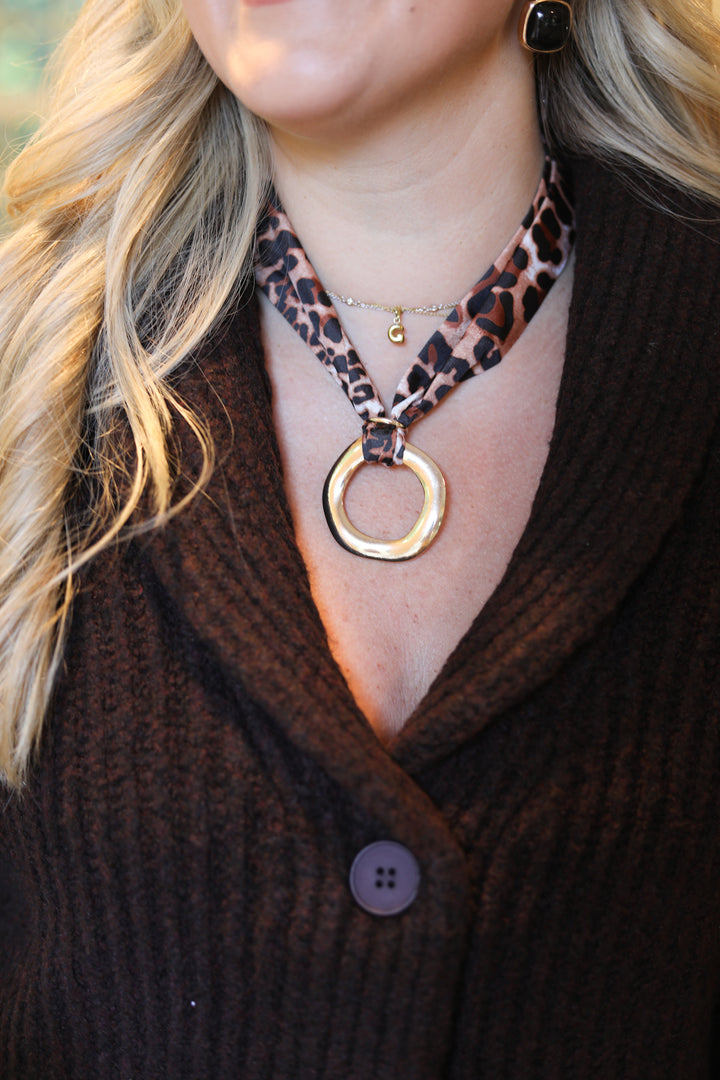 Leopard Pendant Scarf Necklace
