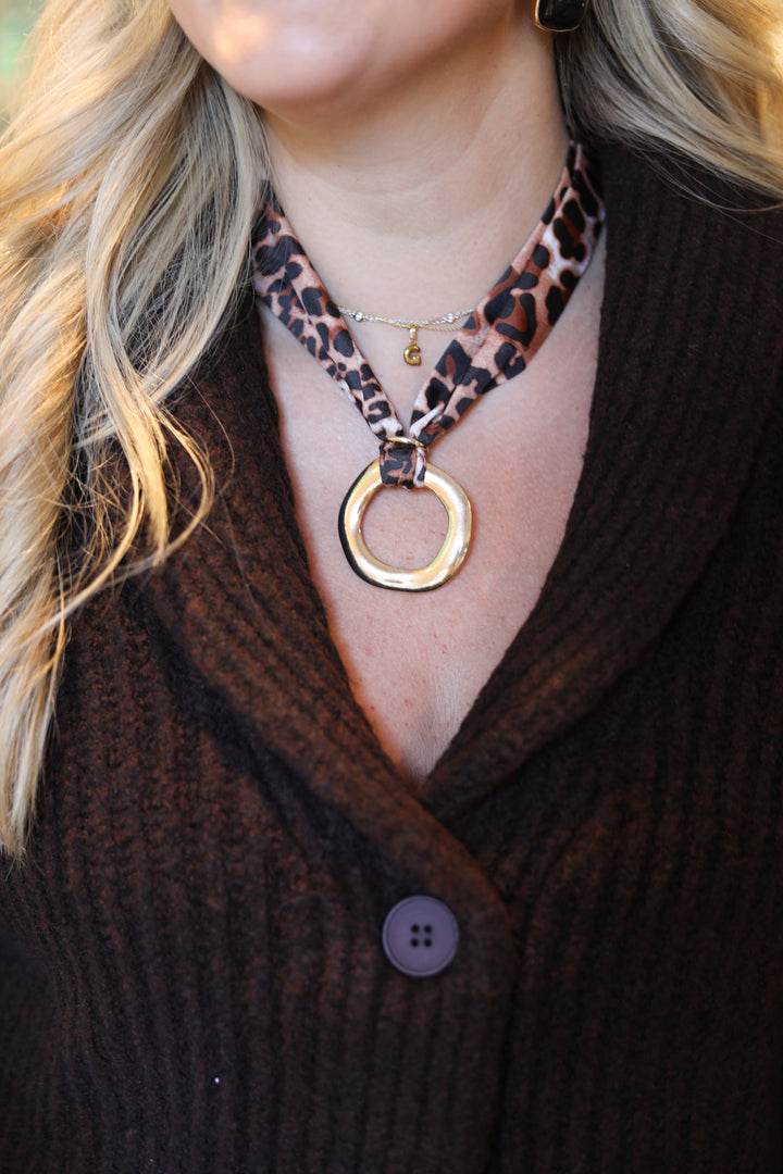 Leopard Pendant Scarf Necklace