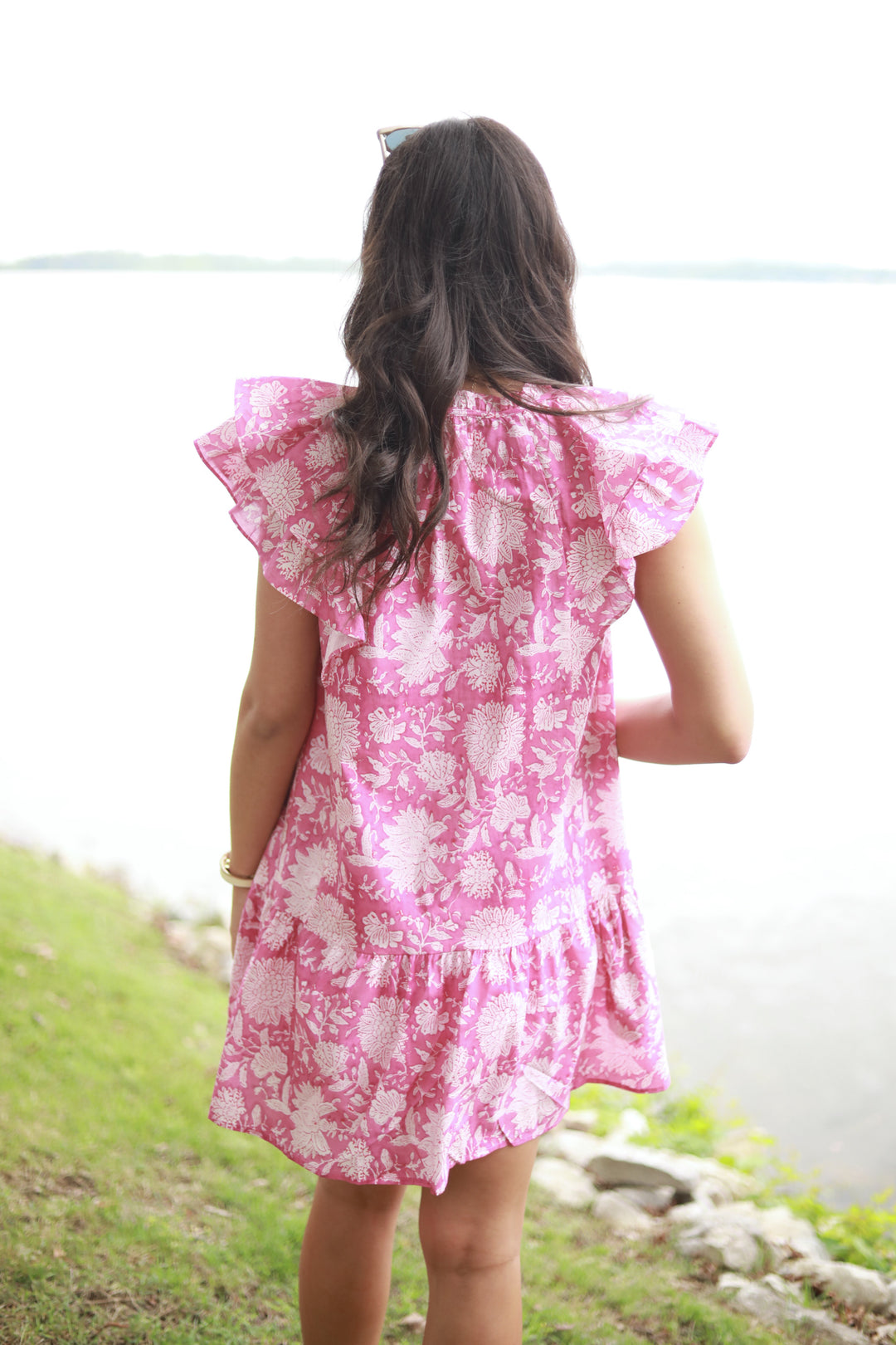 White Floral Ruffle Dress