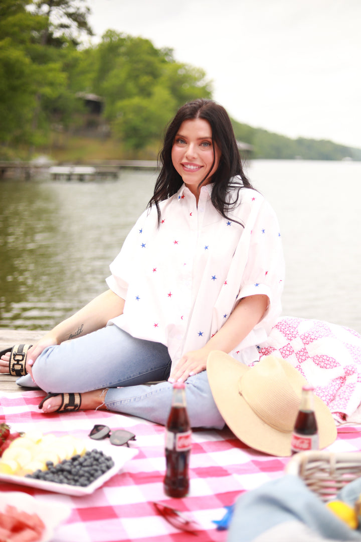 Embroidered Stars Top