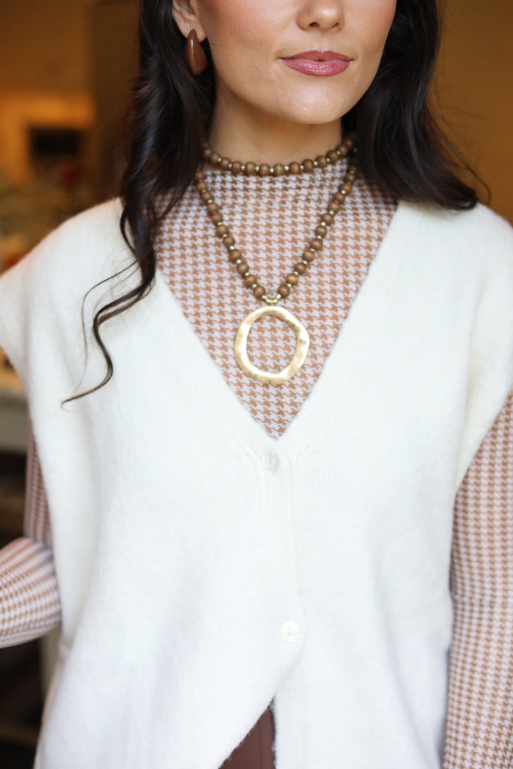 Wooden Beaded Long Necklace