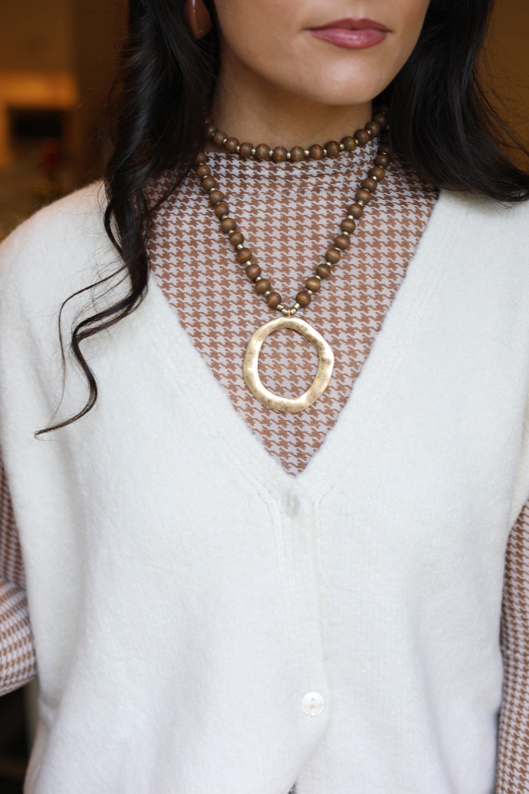 Wooden Beaded Long Necklace