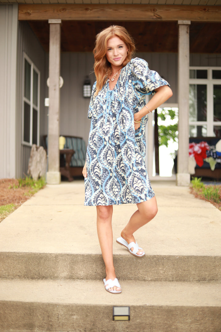 Puff Sleeve Flower Dress