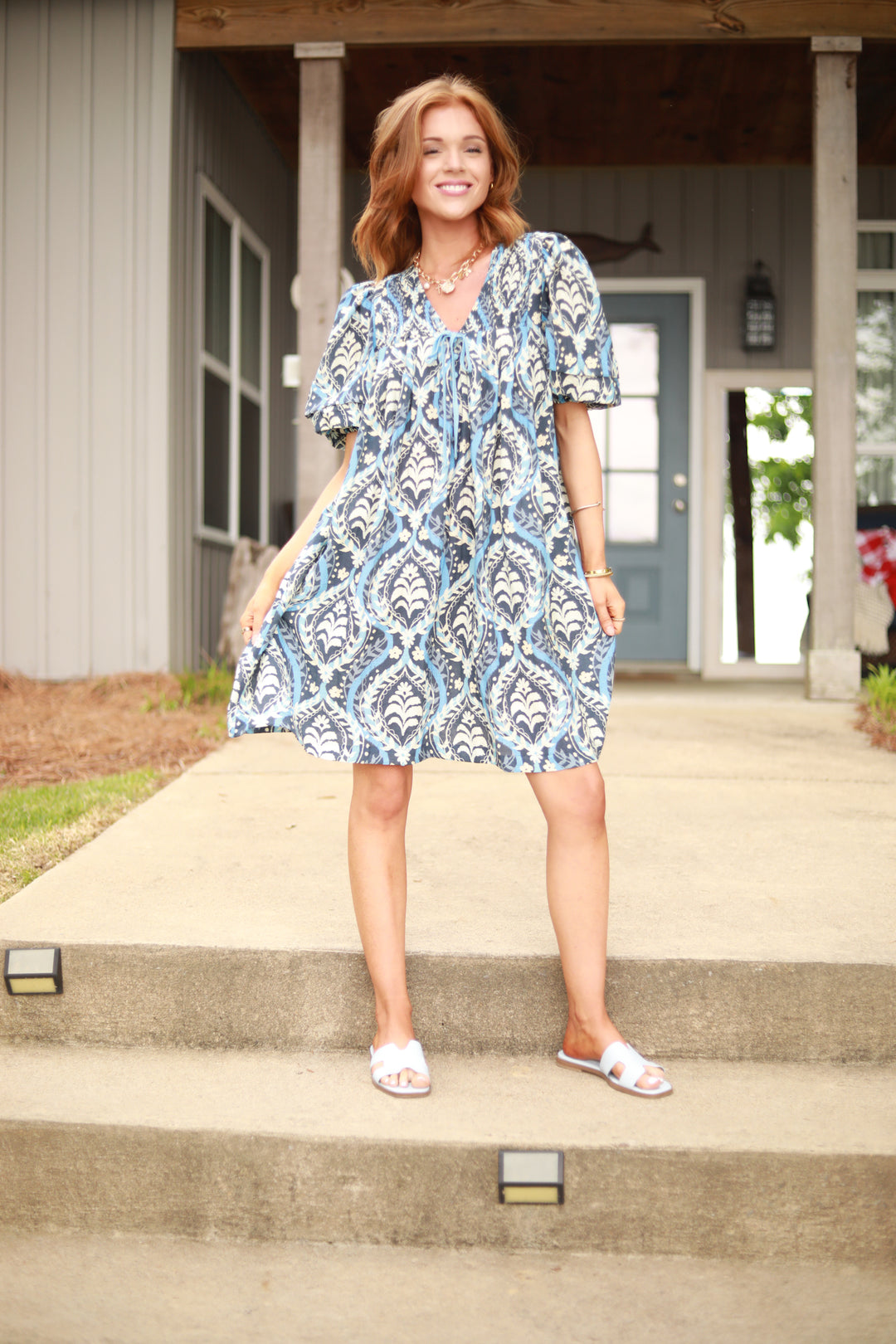 Puff Sleeve Flower Dress
