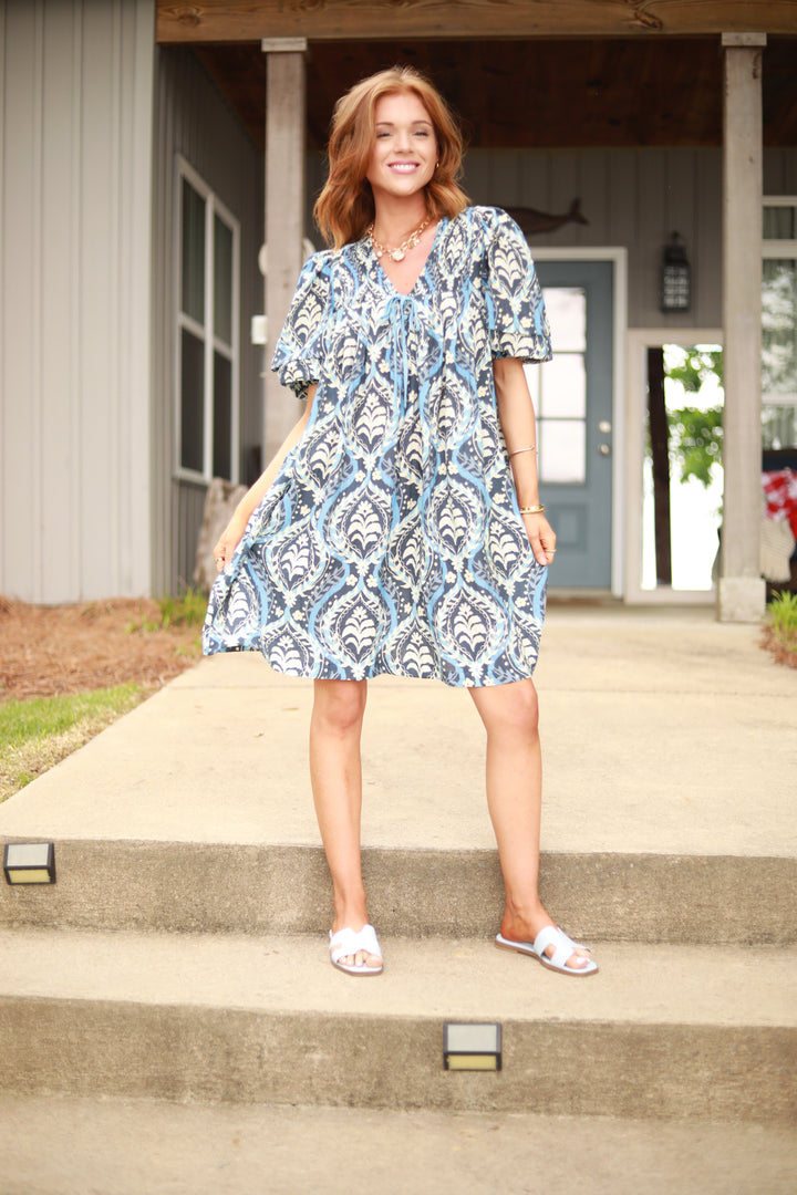 Puff Sleeve Flower Dress