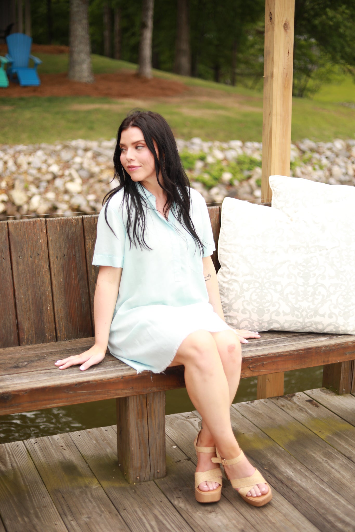 Cuffed Collar Henley Dress
