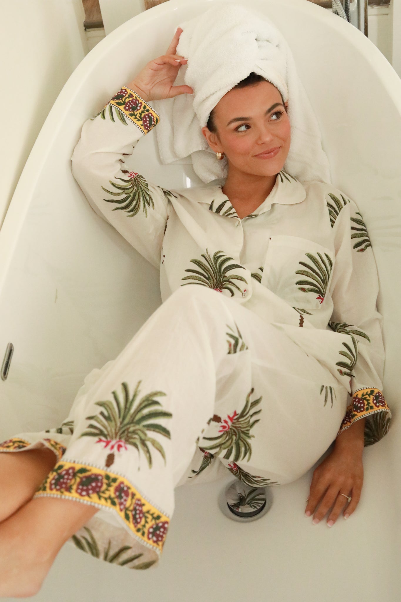 Palm Tree Long Sleeve Pajama Set