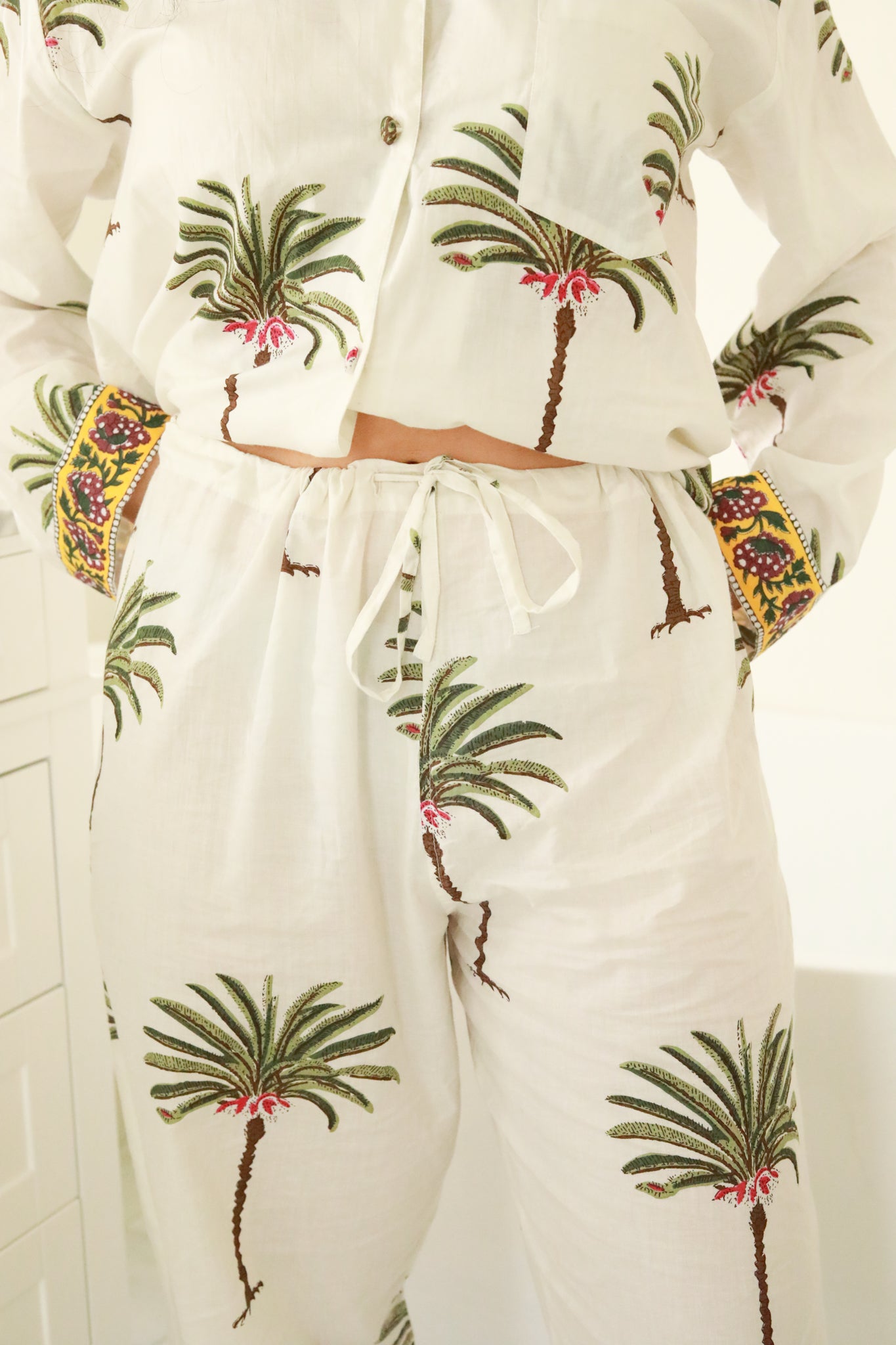 Palm Tree Long Sleeve Pajama Set