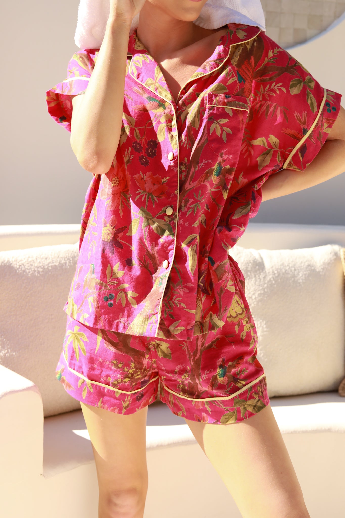 Hot Pink Bird Pajama Set