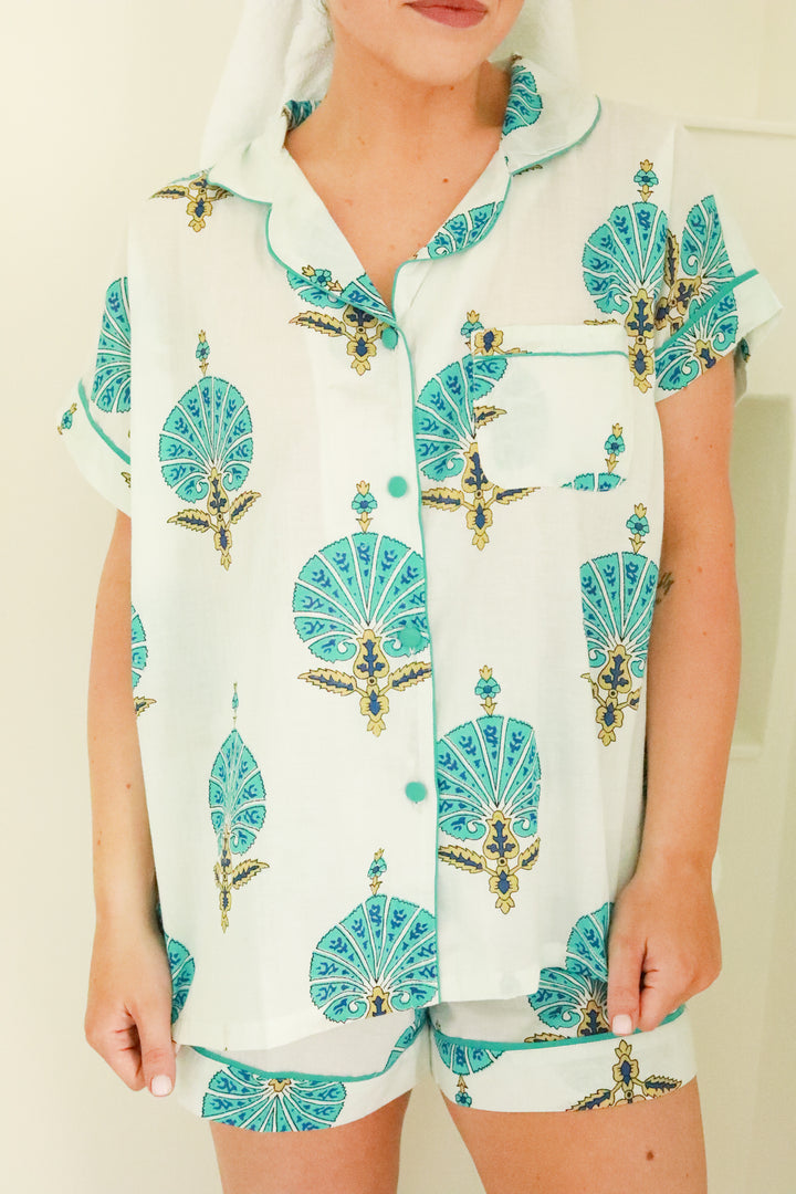 Aqua Shell Pajama Set