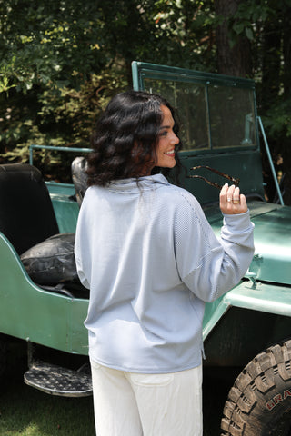 Morning Routine Supersoft Tonal Stripe Zip Henley