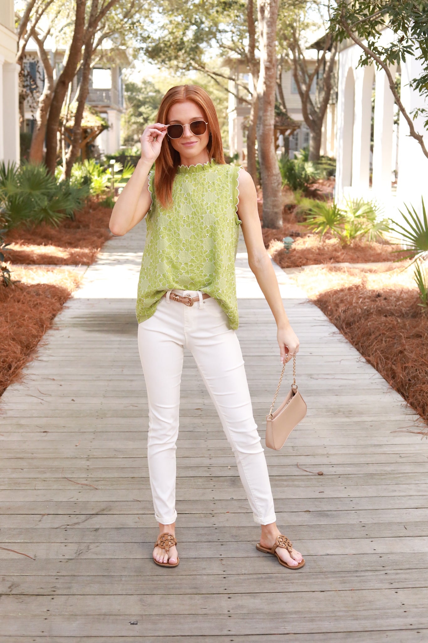 Embroidered Scallop Edge Top