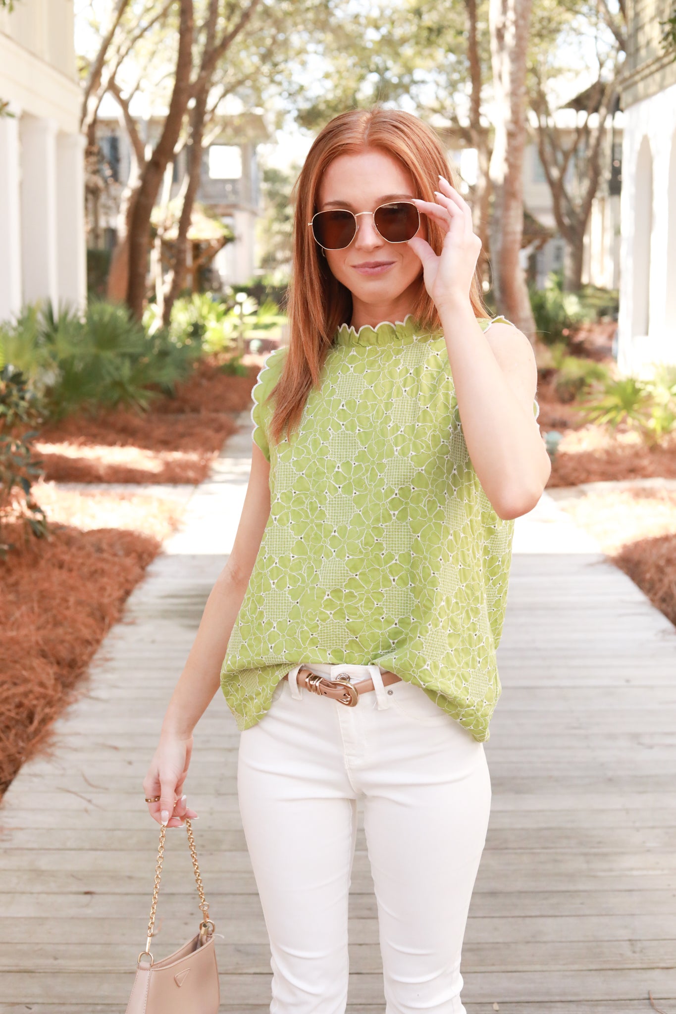 Embroidered Scallop Edge Top