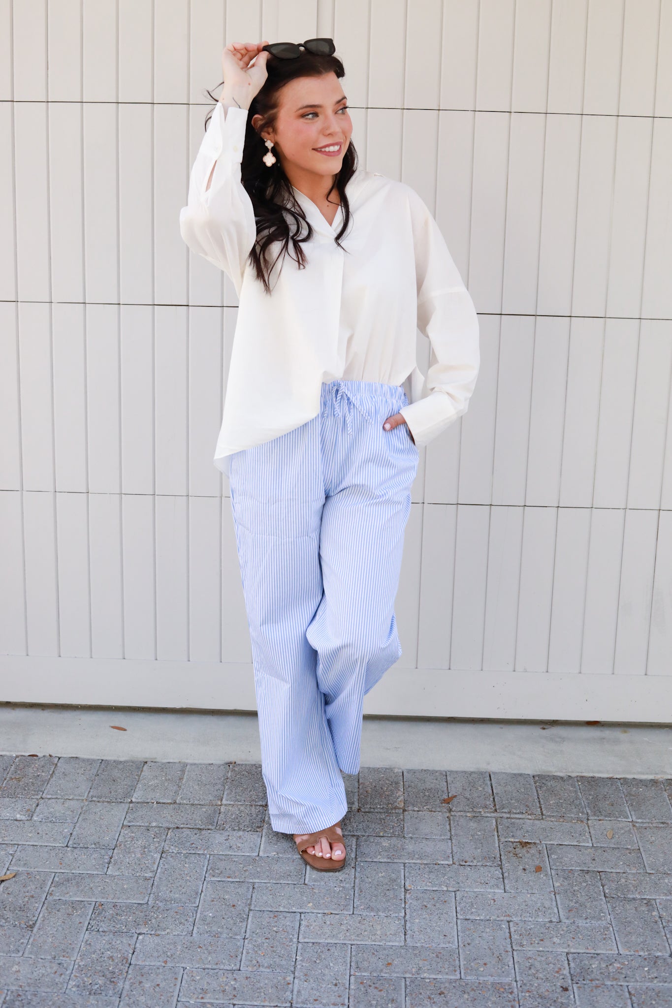 White Collared Top