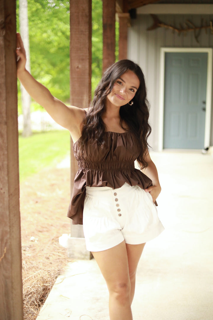 Cinched Spaghetti Strap Top