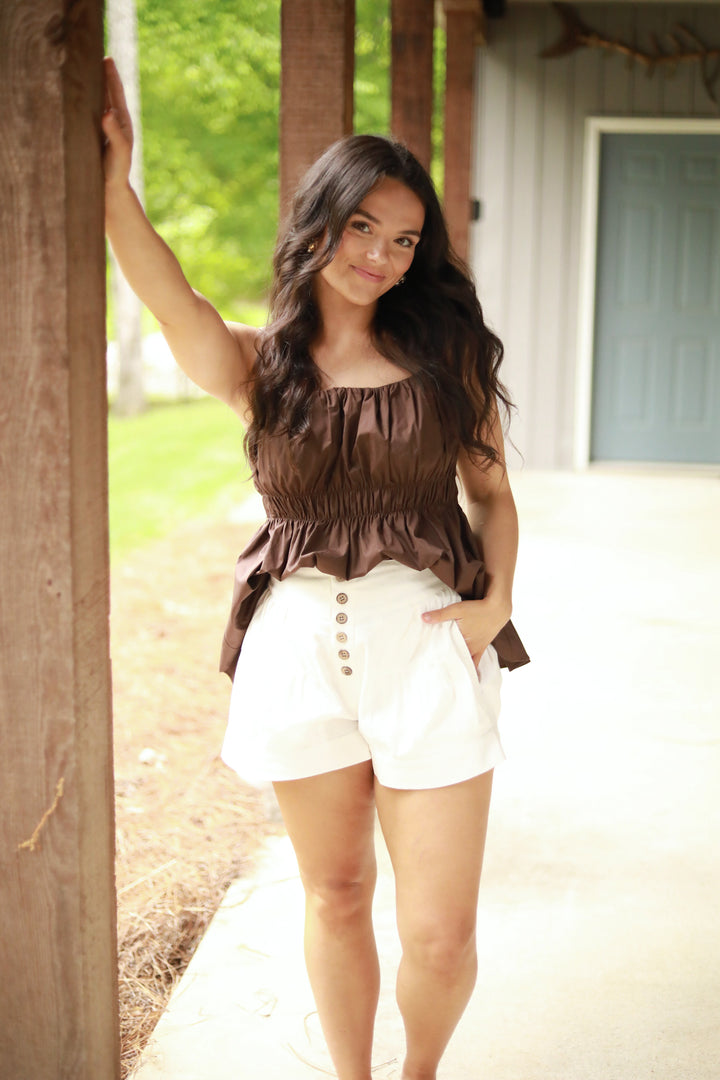 Cinched Spaghetti Strap Top