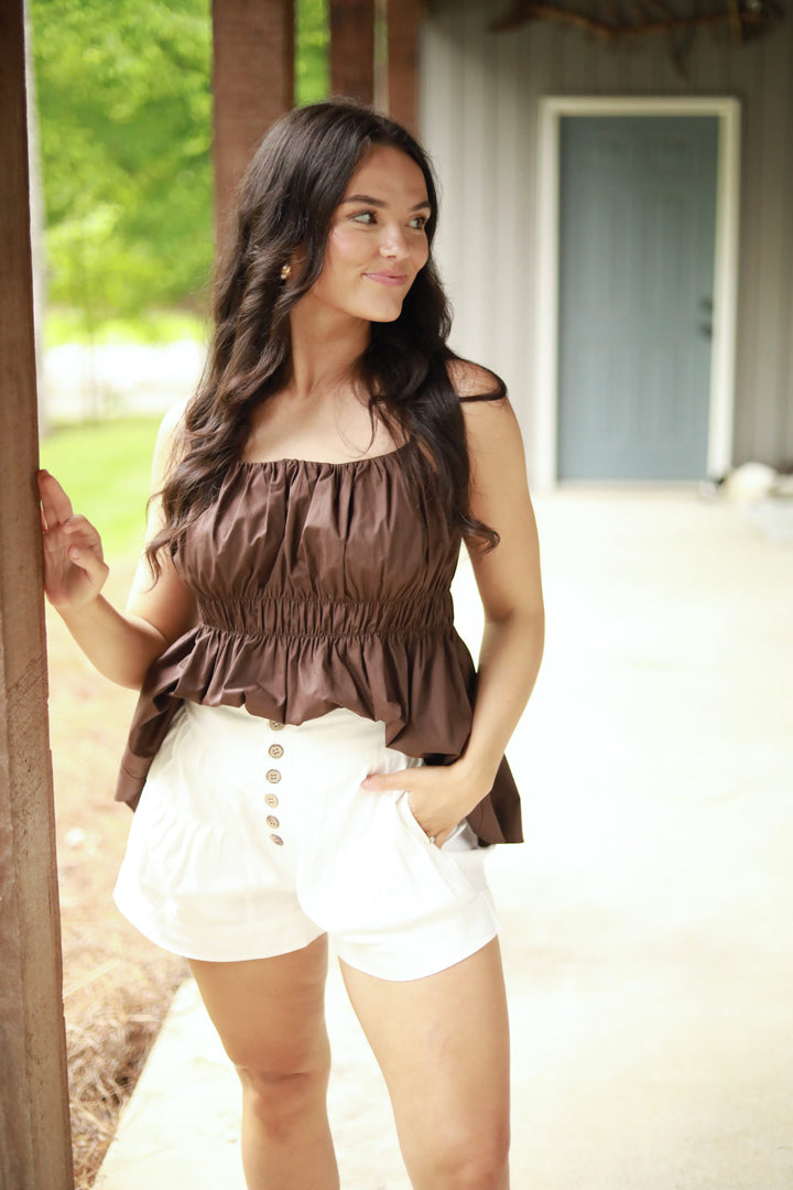 Cinched Spaghetti Strap Top