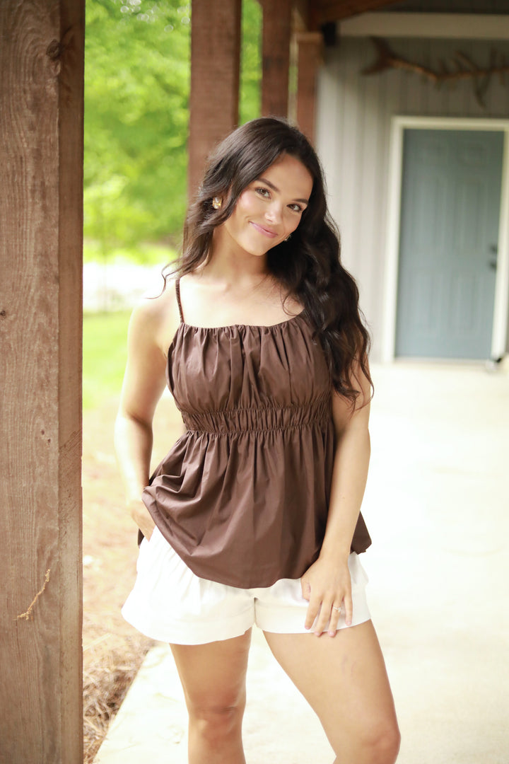 Cinched Spaghetti Strap Top