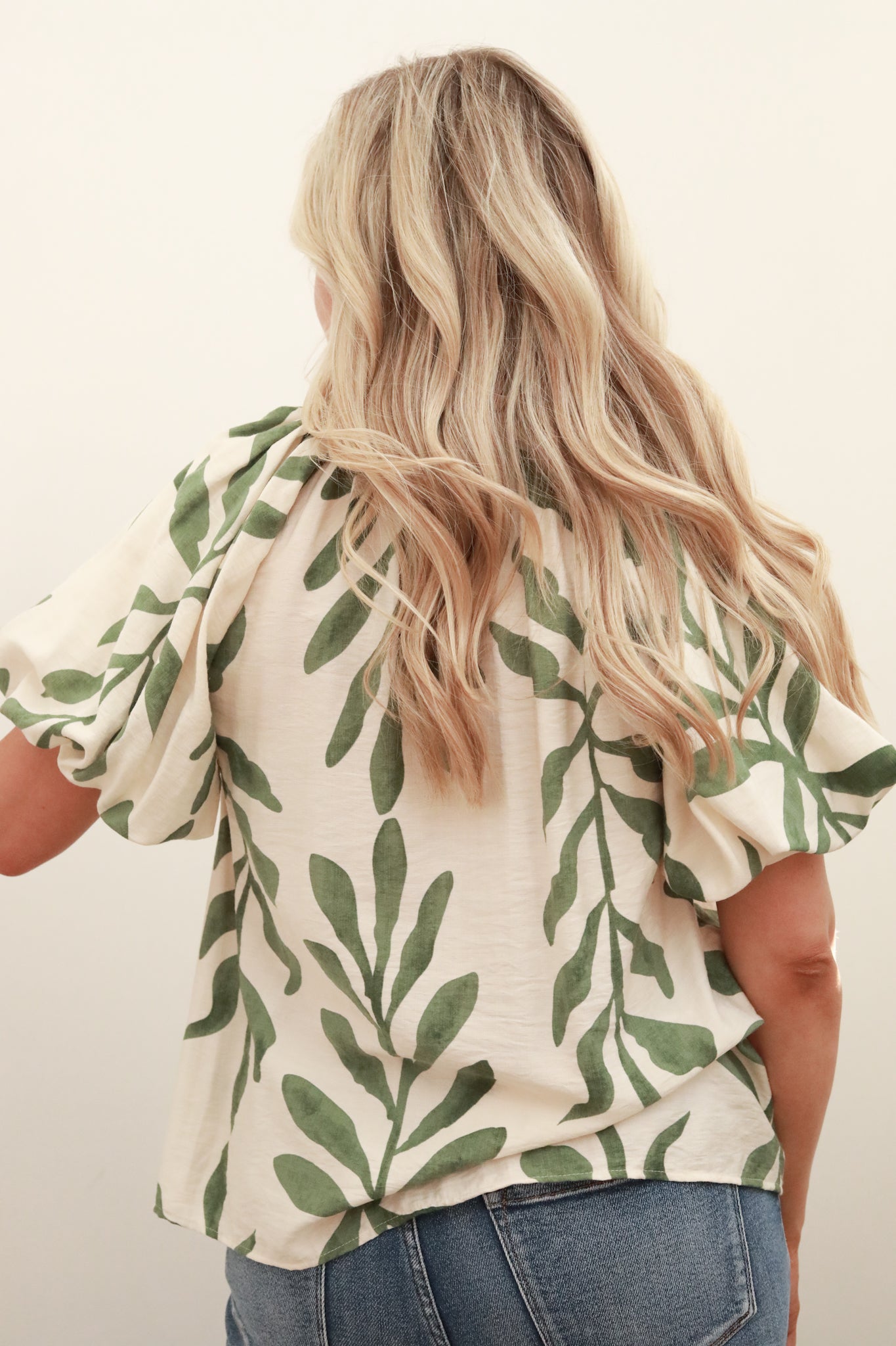 Leaf Print Collared Top