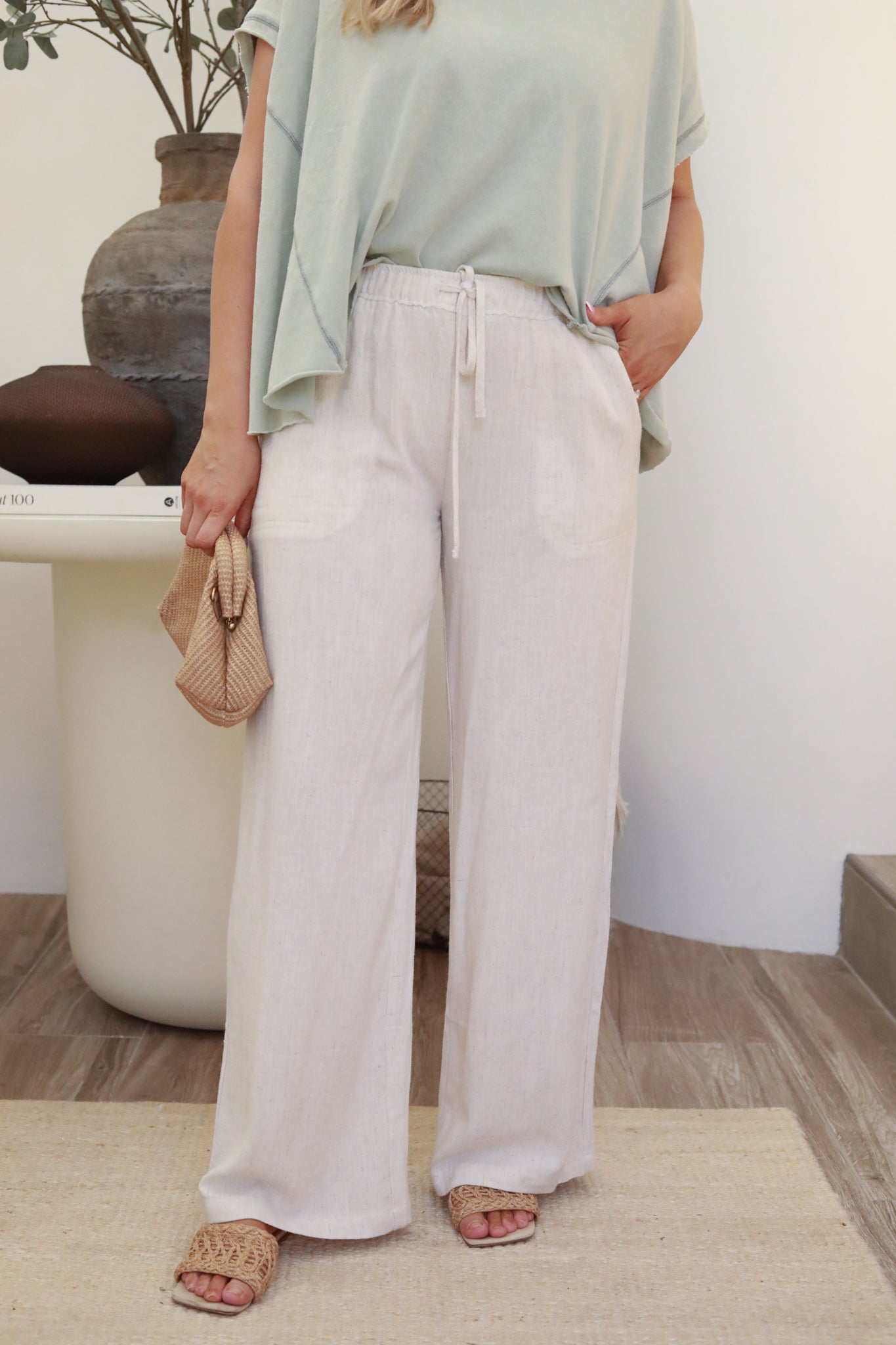 Linen Drawstring Pants