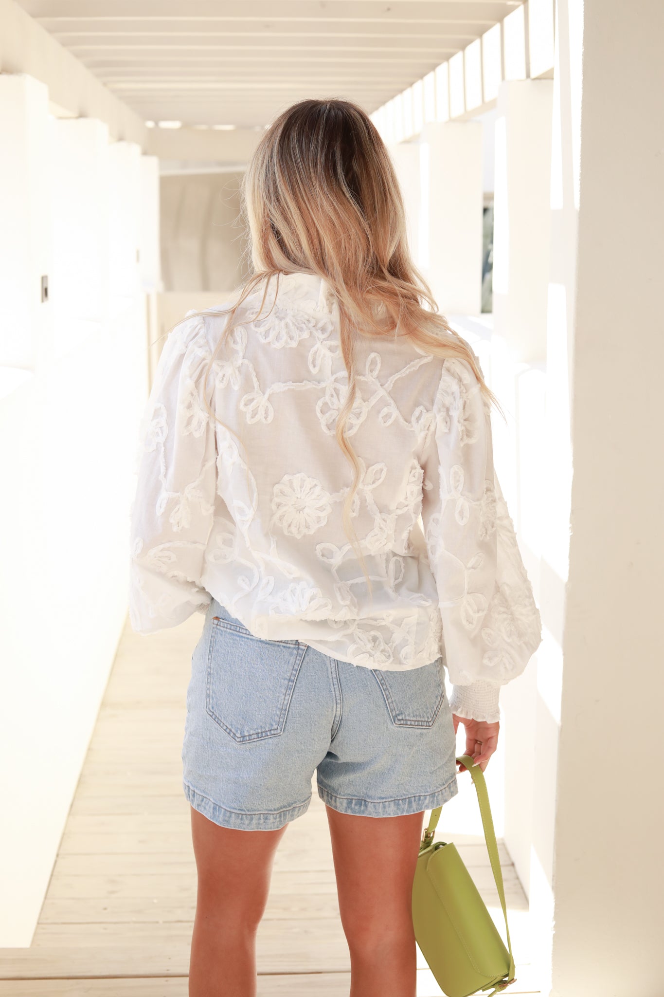 Textured Floral Ruffle Top