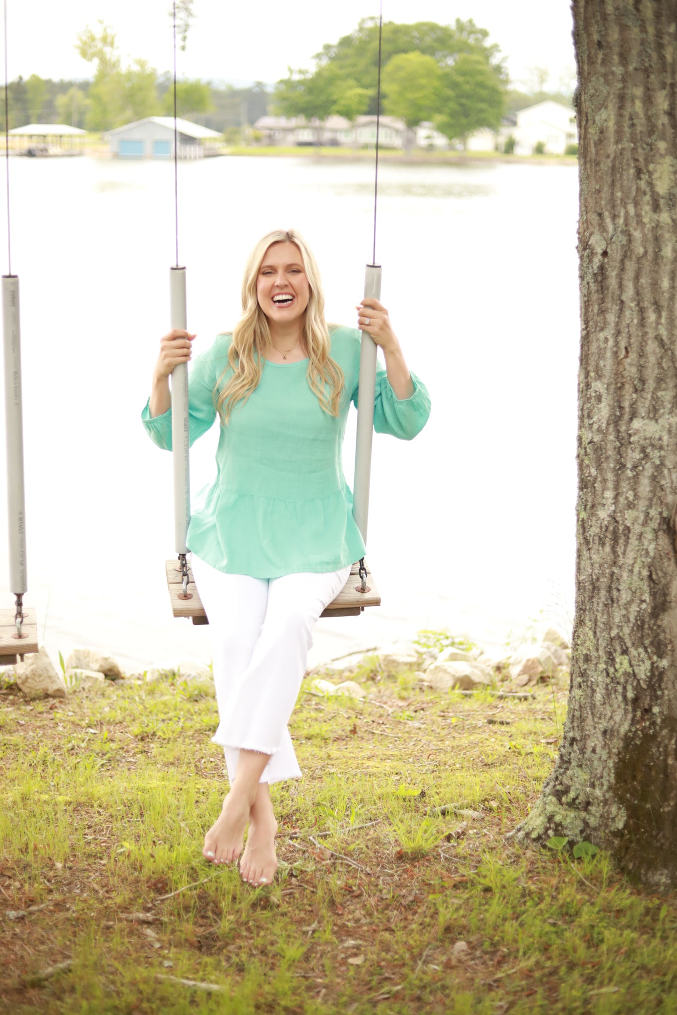 Ruffle Hem Linen Top