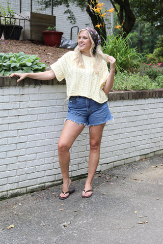 Cozy Chapter Cable Knit Boxy Sweater Top