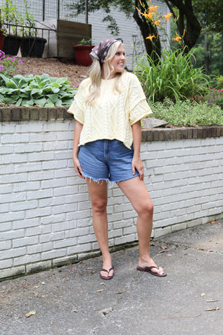Cozy Chapter Cable Knit Boxy Sweater Top