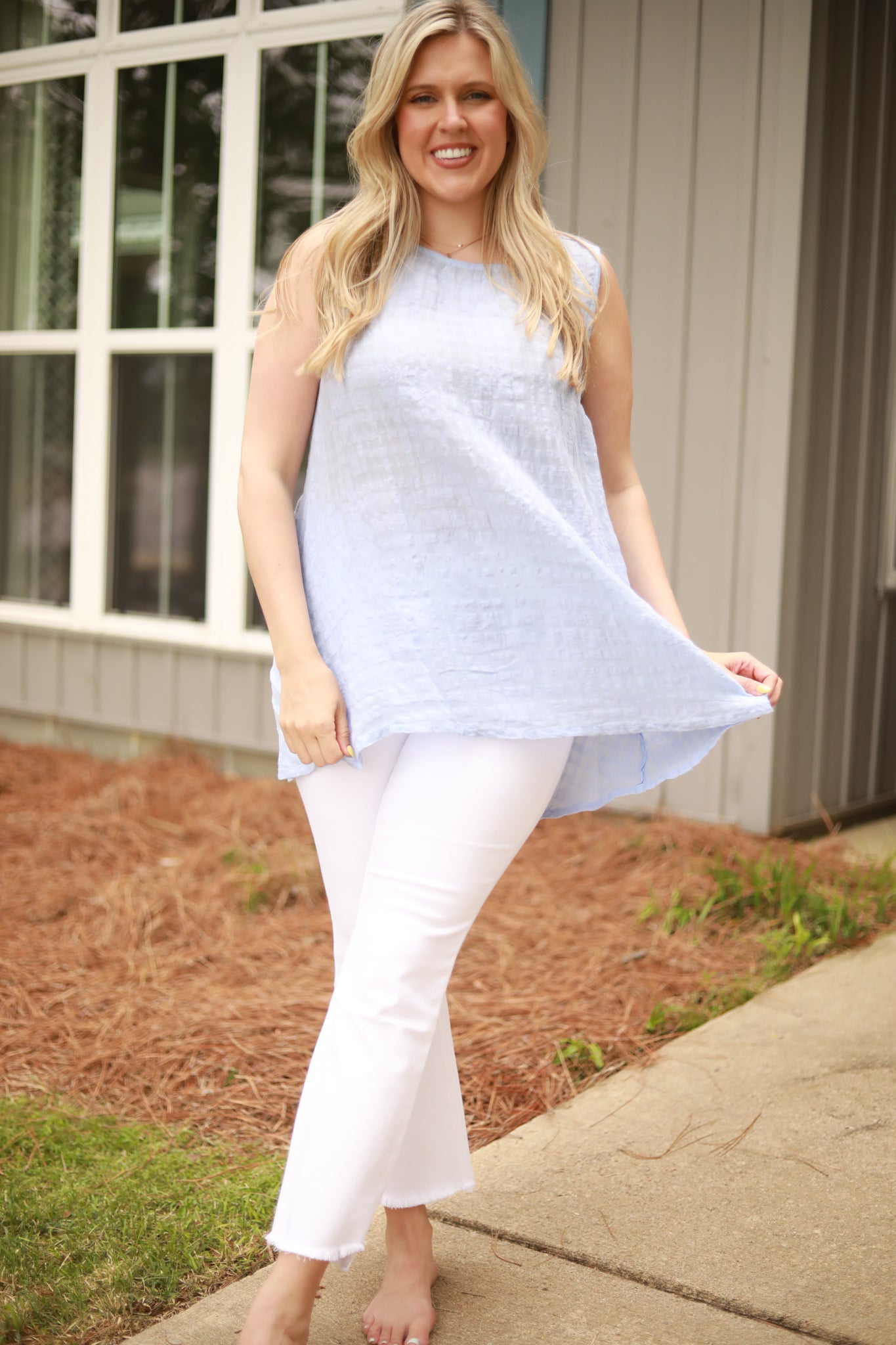 Shadow Waffle Linen Tank