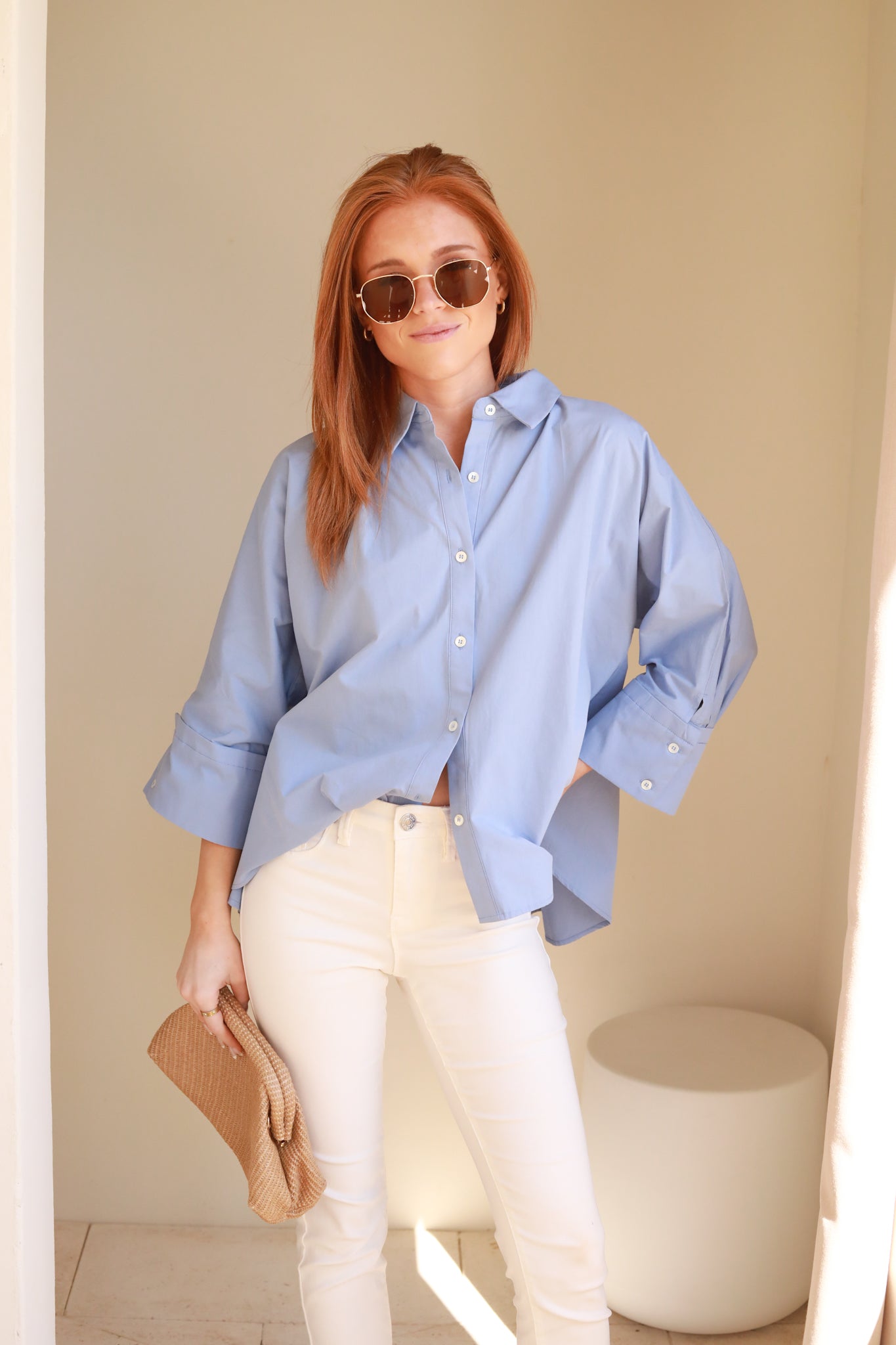 Crisp Boxy Button Down Top