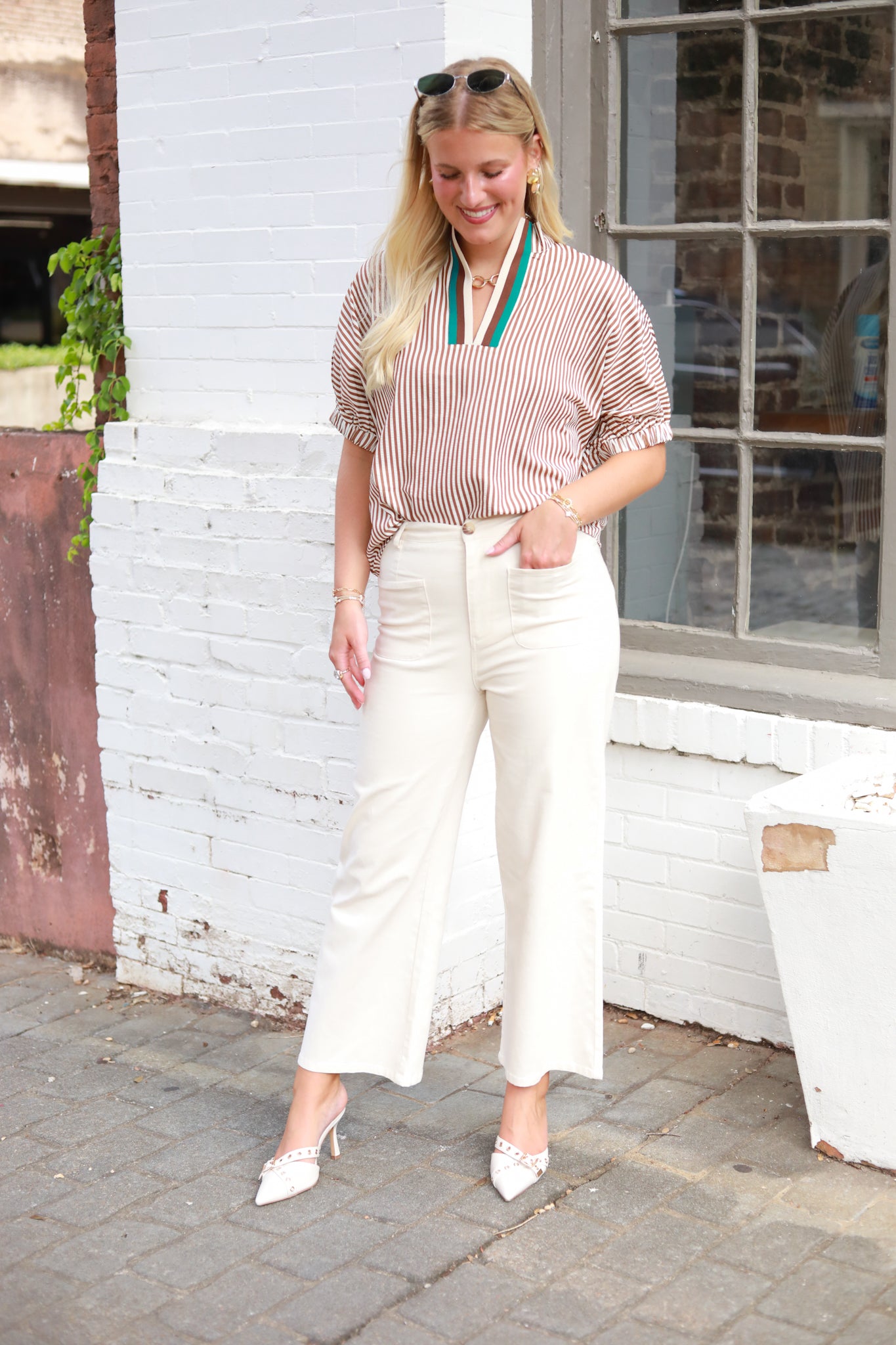 Sarah Stripe Trim Top