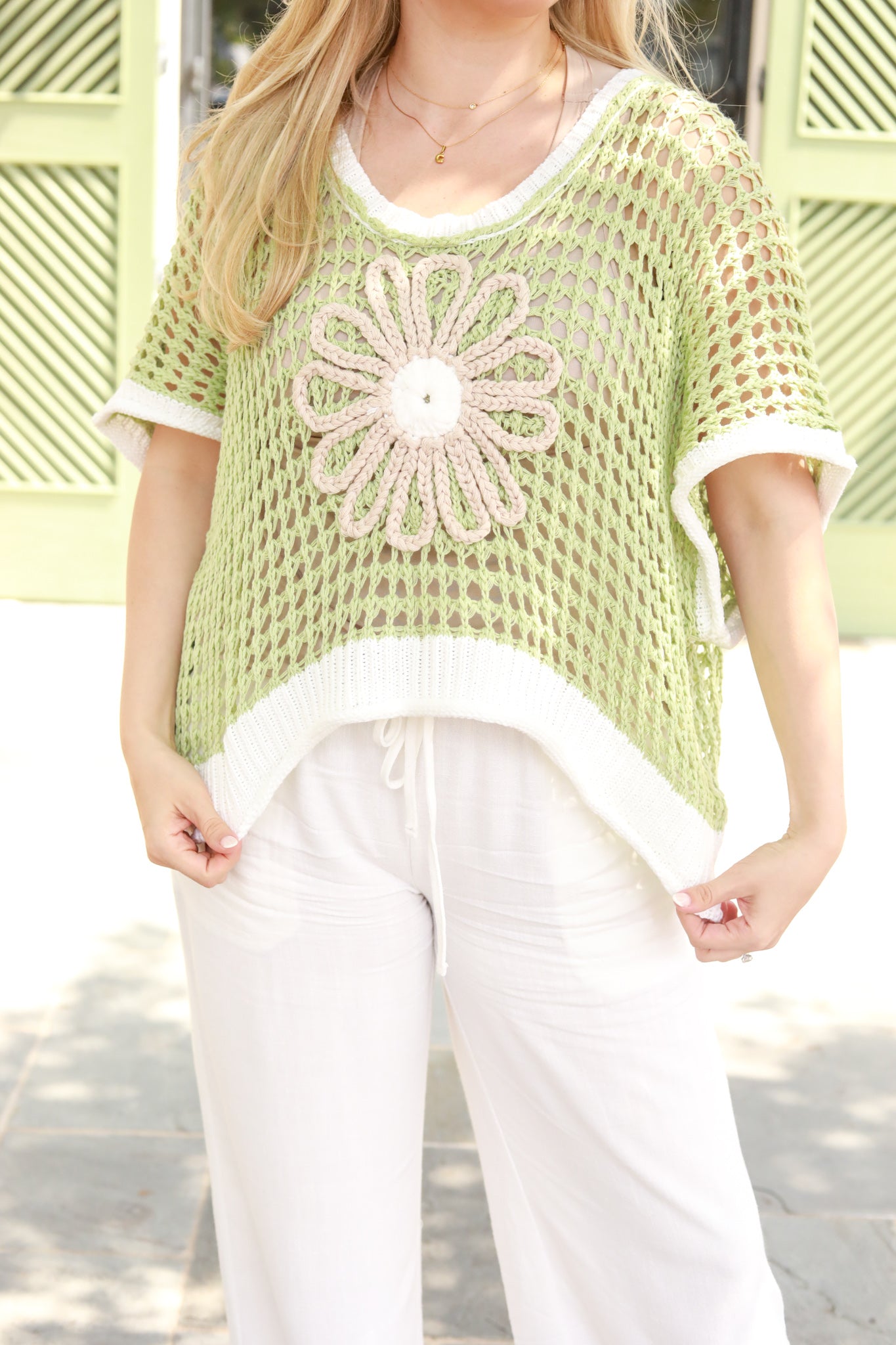 Open Weave Daisy Sweater