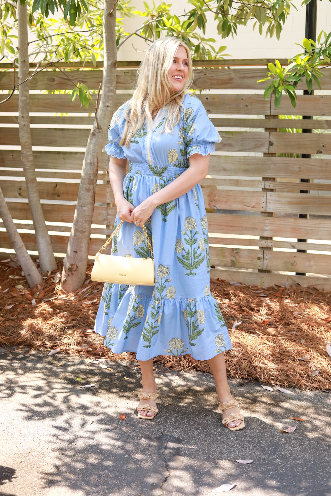 Yellow Floral Midi Dress
