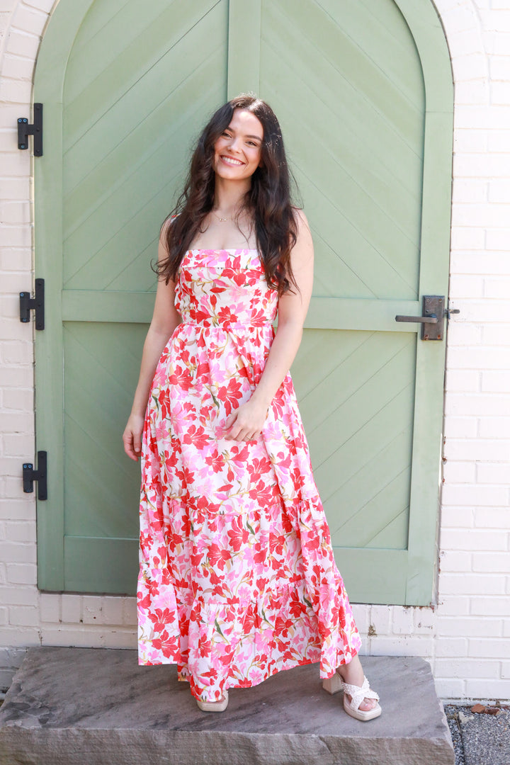 Cross Back Floral Midi Dress