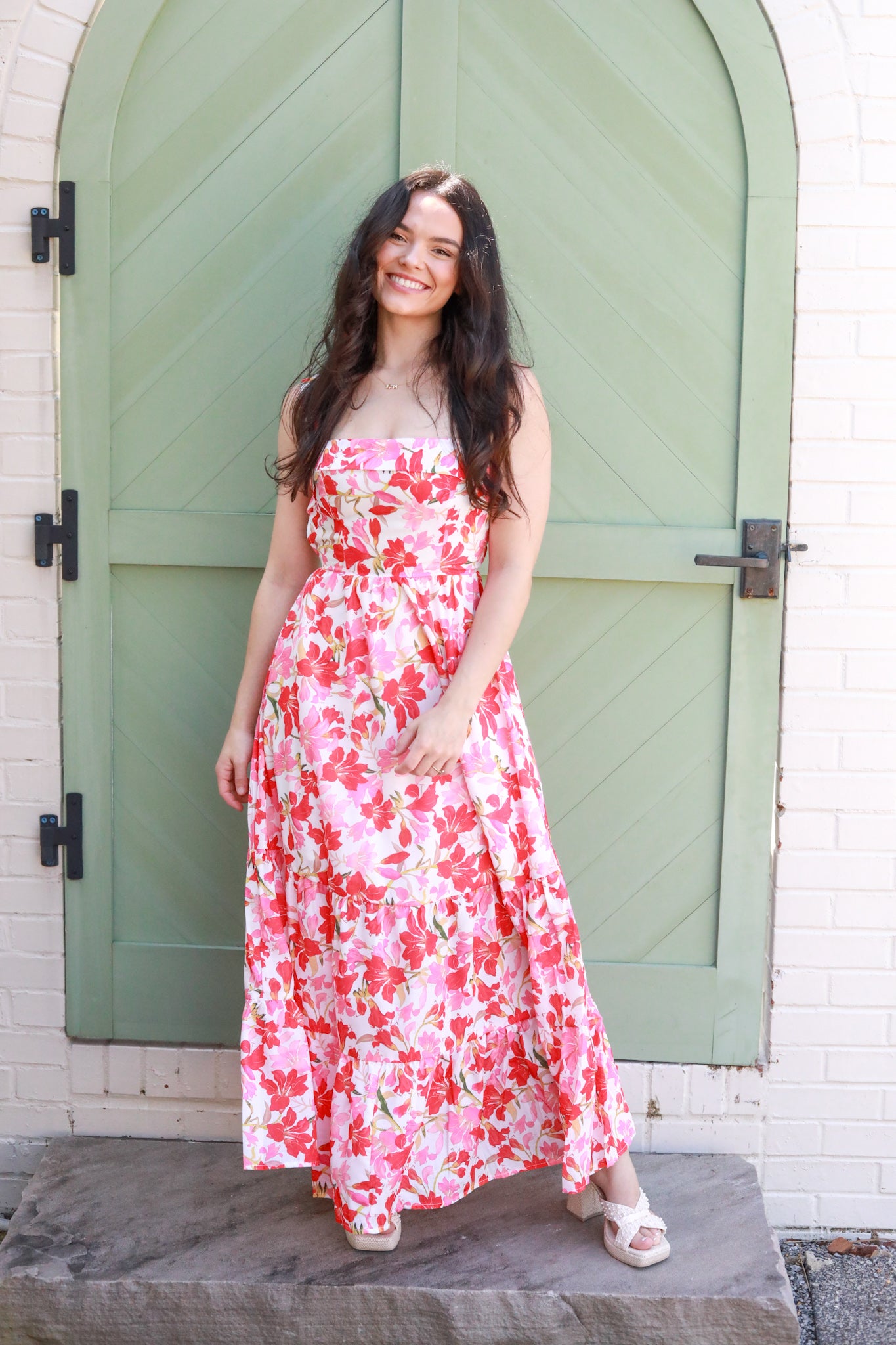 Cross Back Floral Midi Dress
