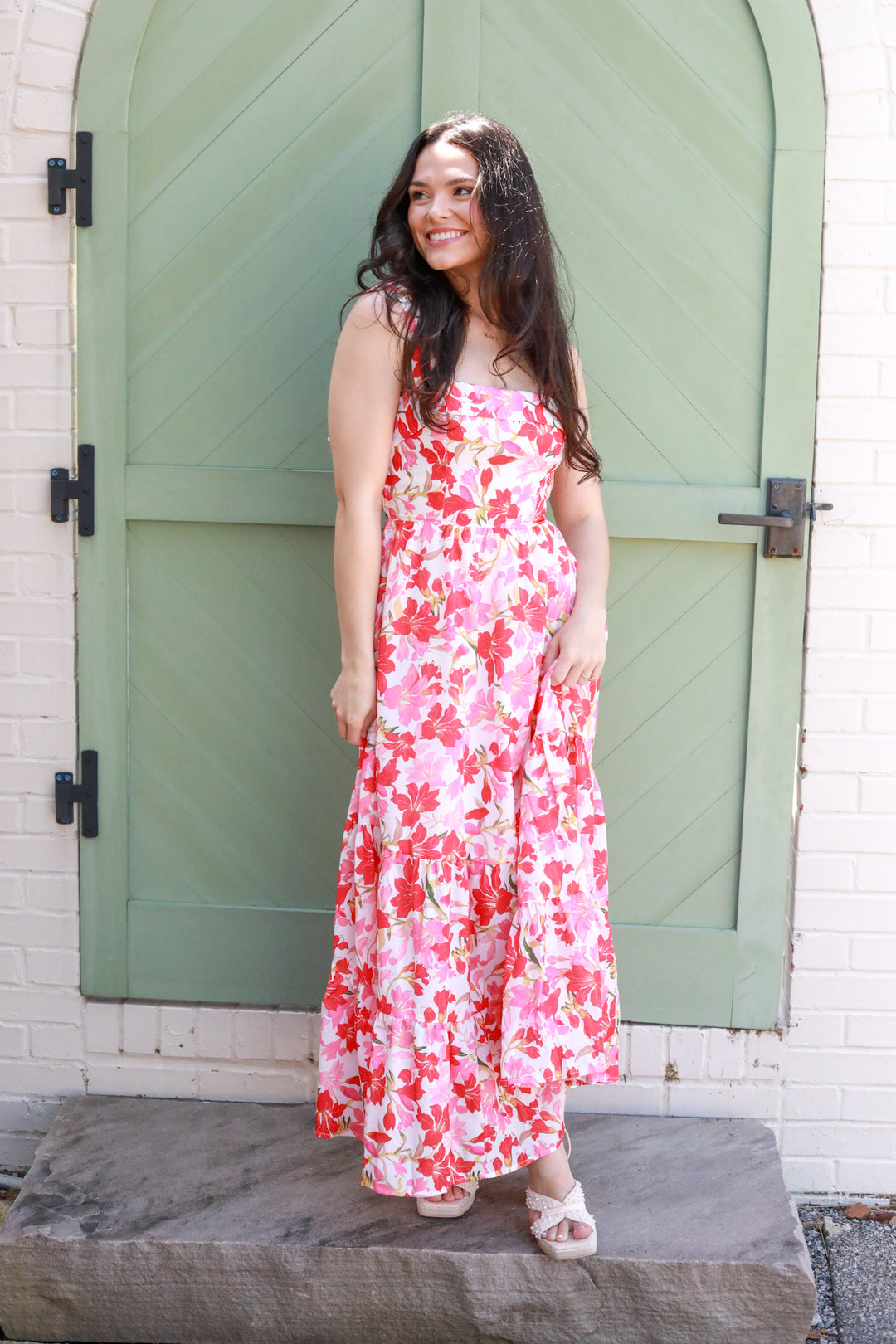 Cross Back Floral Midi Dress