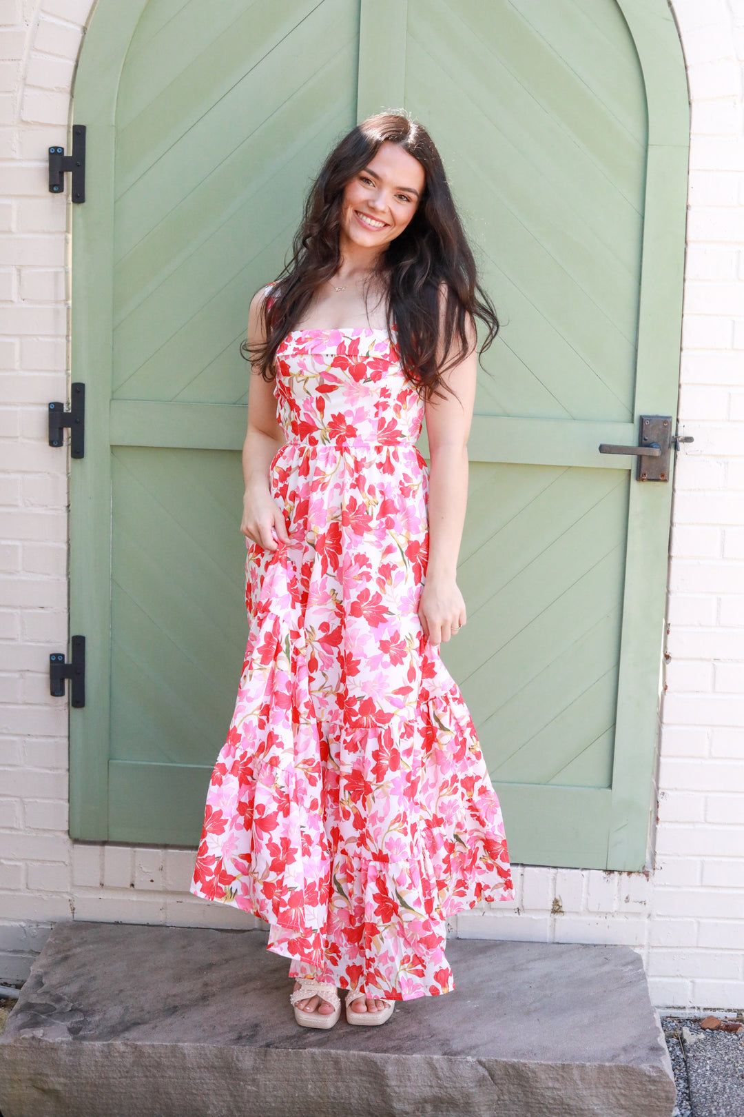 Cross Back Floral Midi Dress