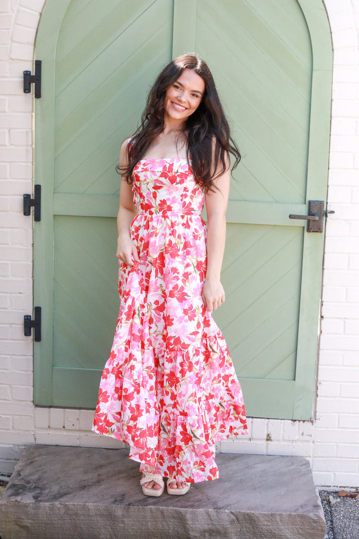 Cross Back Floral Midi Dress