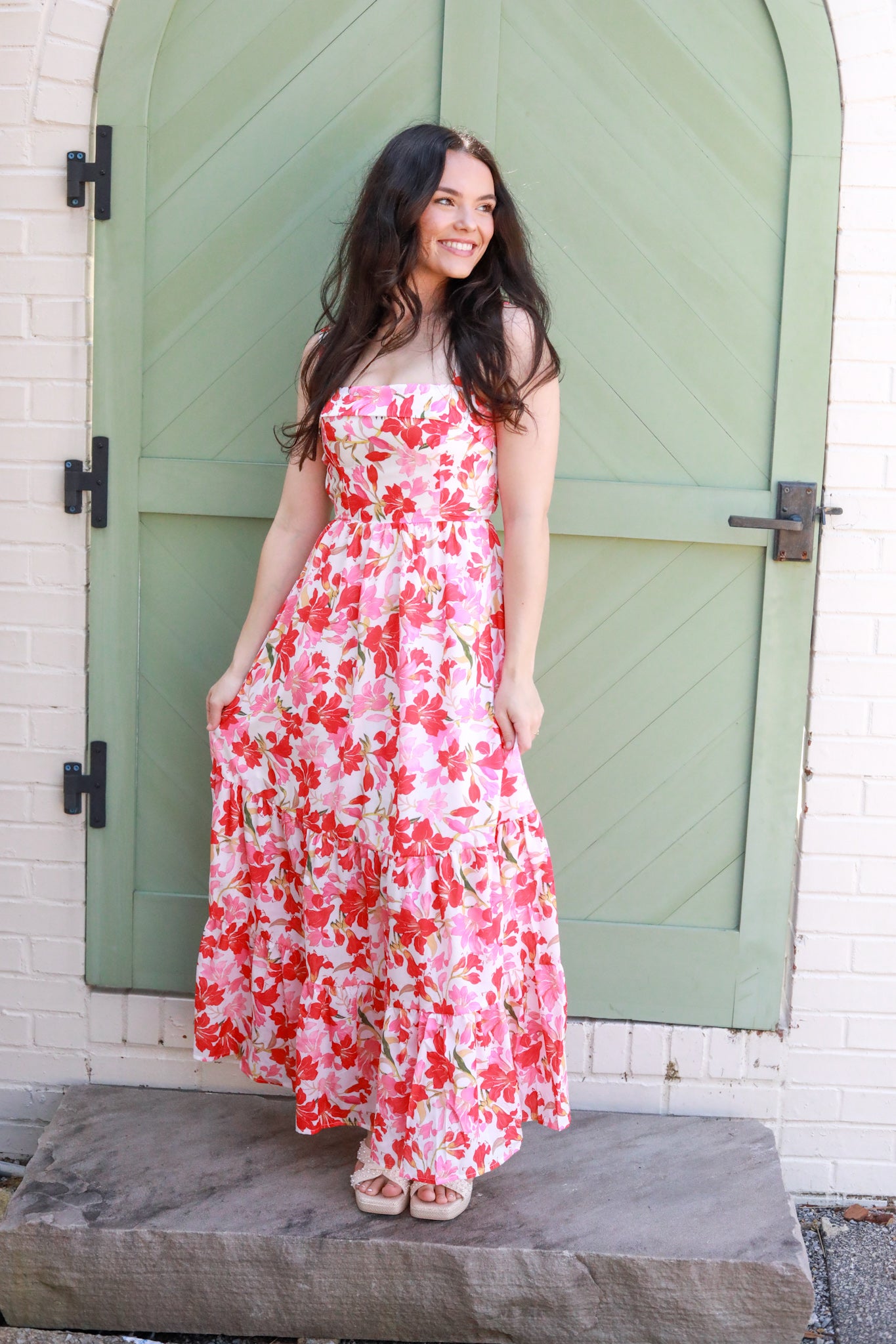 Cross Back Floral Midi Dress