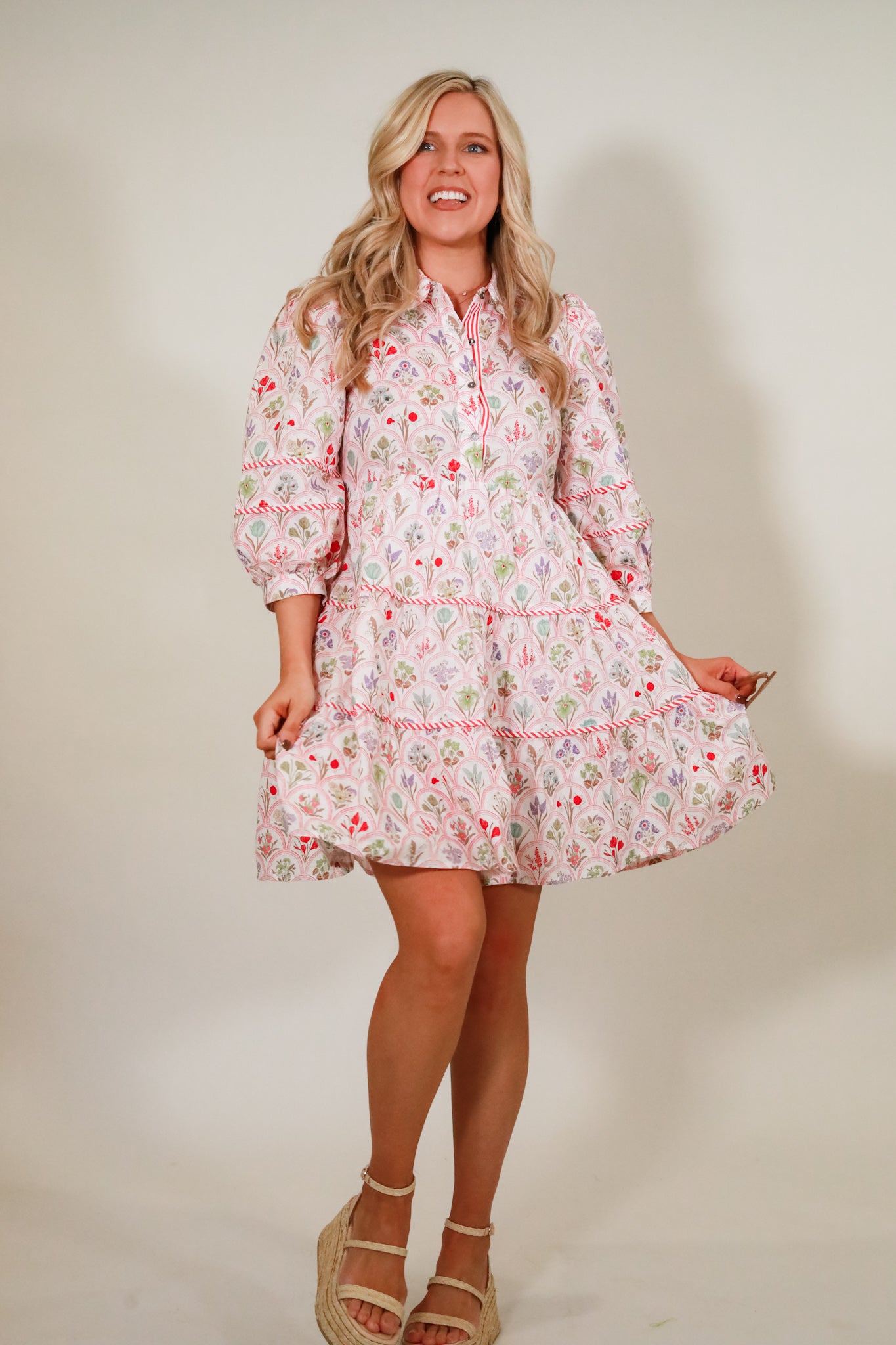 Scalloped Floral Dress