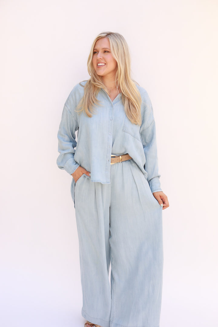 Chambray Button Front Top