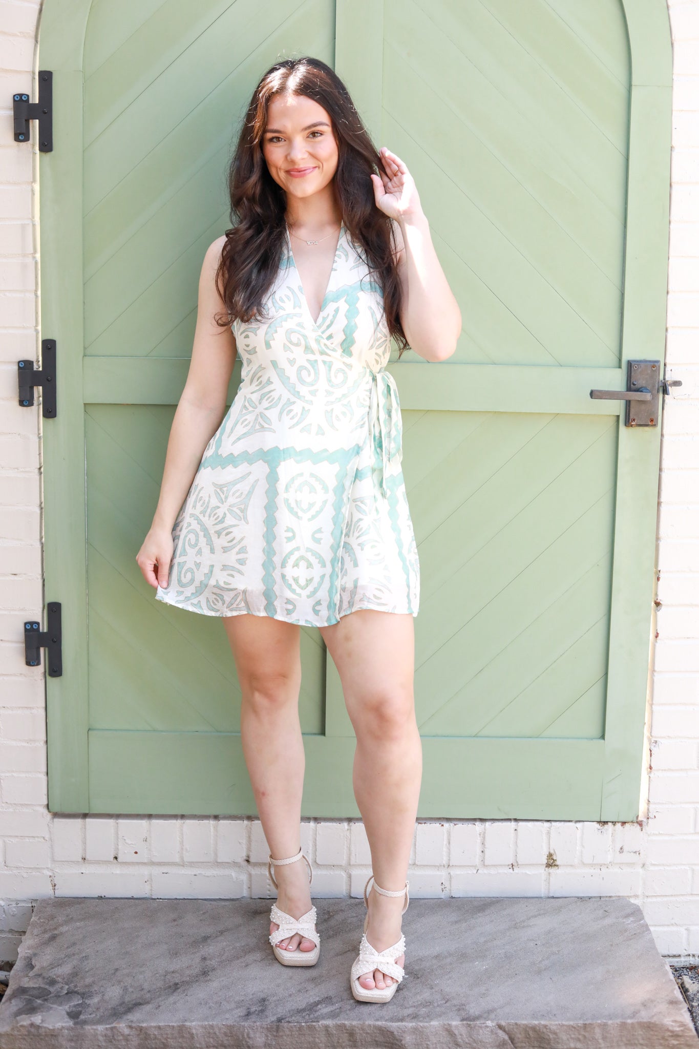 Watercolor Aztec Halter Dress