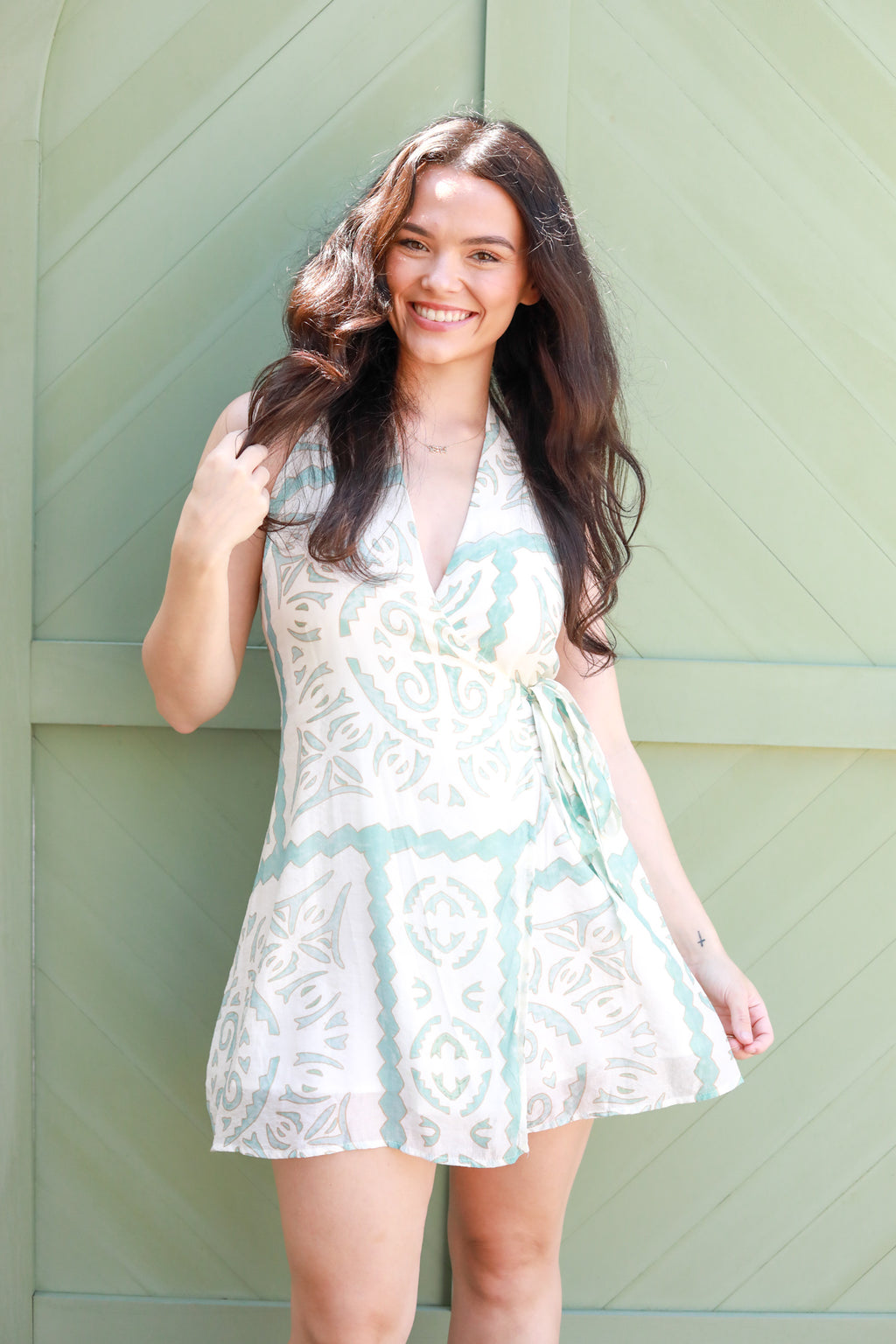 Watercolor Aztec Halter Dress