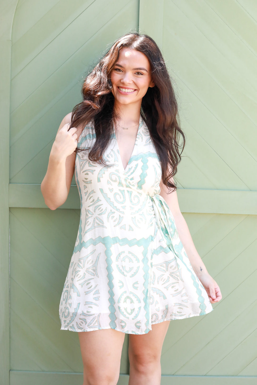 Watercolor Aztec Halter Dress