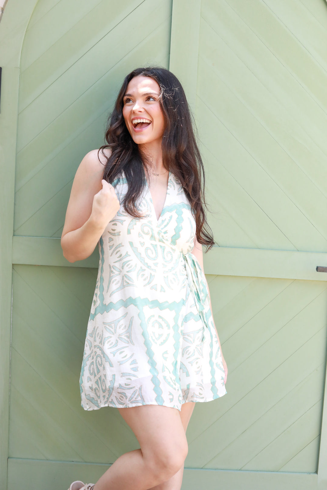 Watercolor Aztec Halter Dress