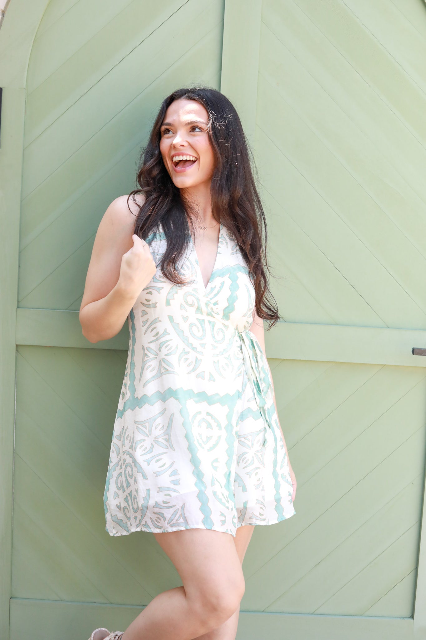 Watercolor Aztec Halter Dress
