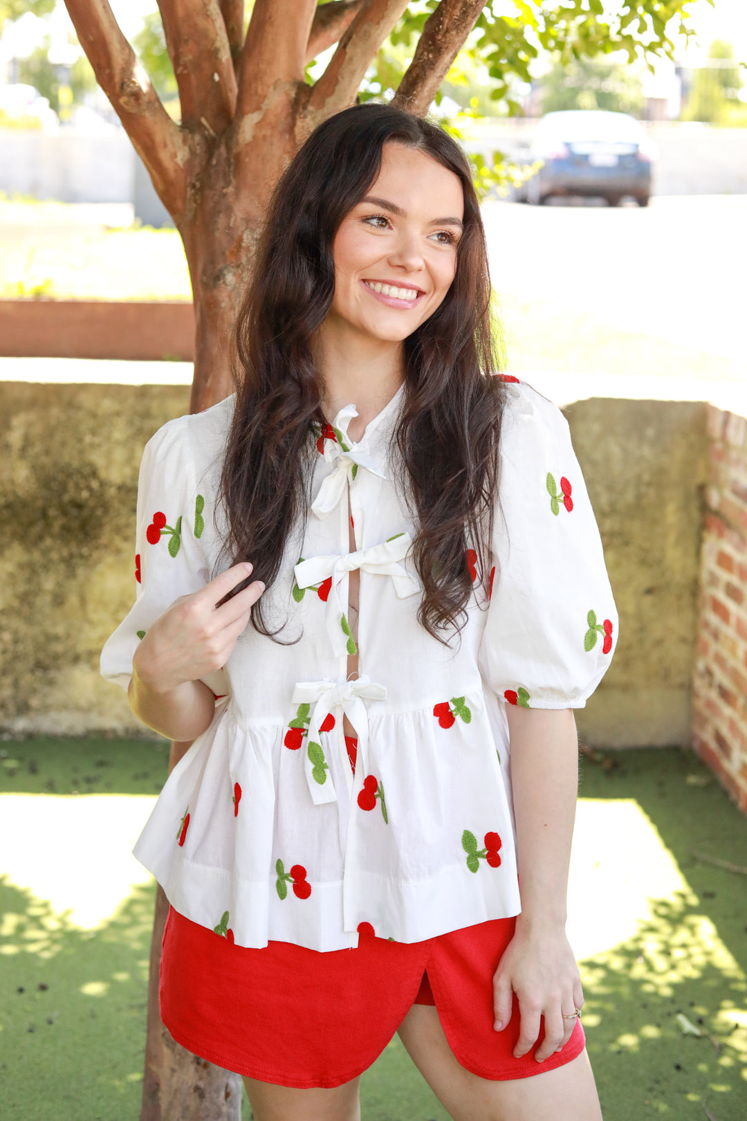 Tie Front Cherry Top