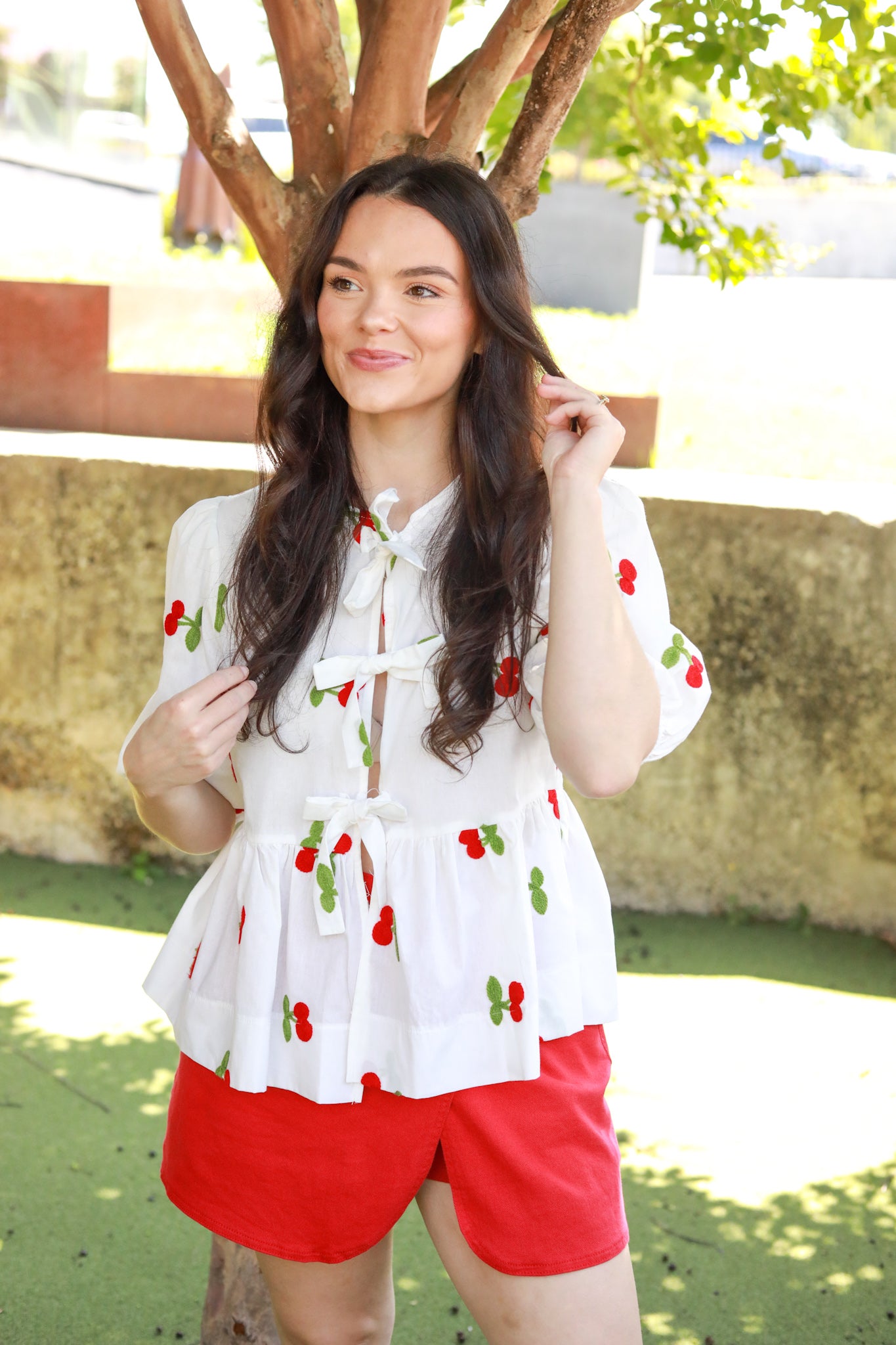 Tie Front Cherry Top