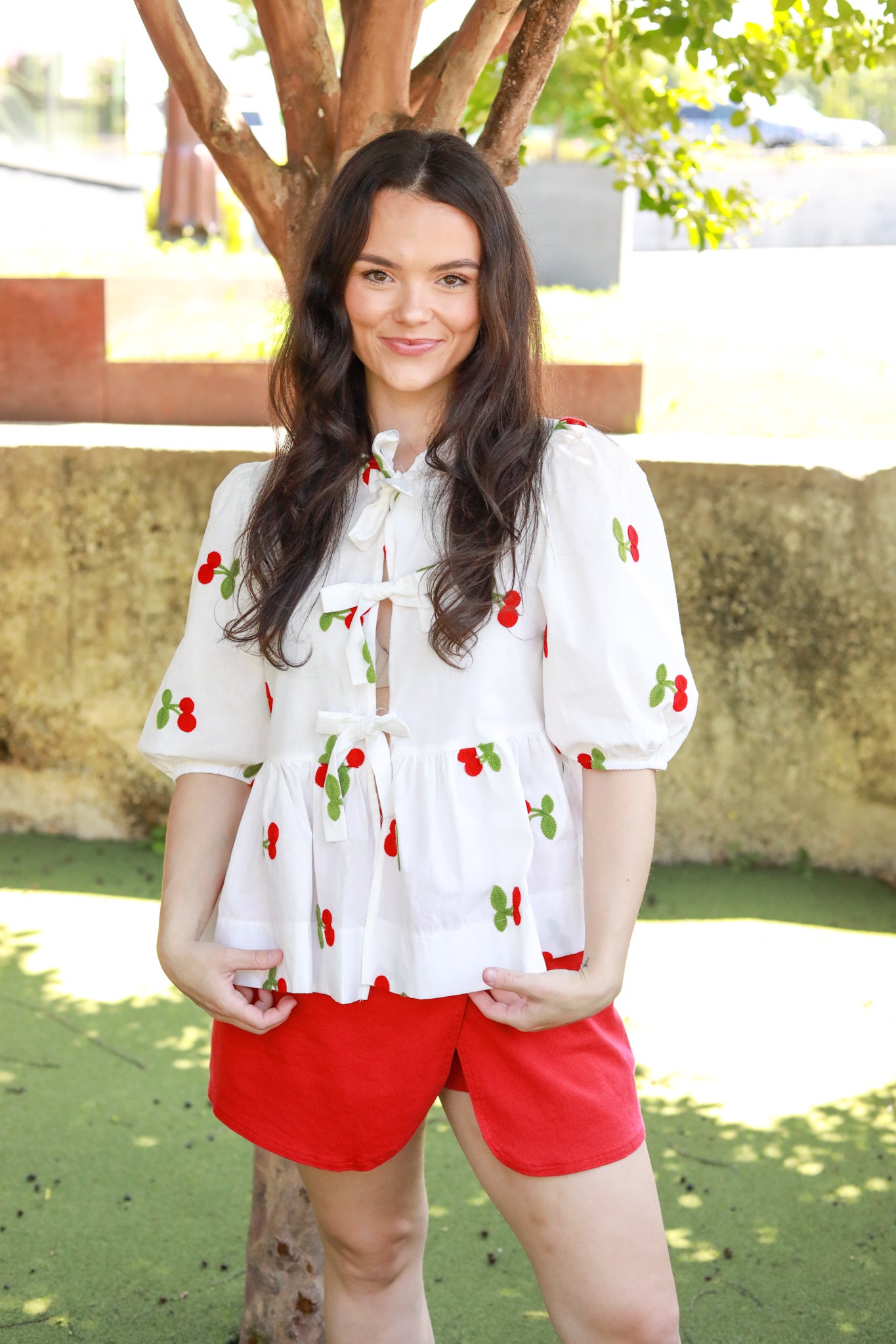 Tie Front Cherry Top