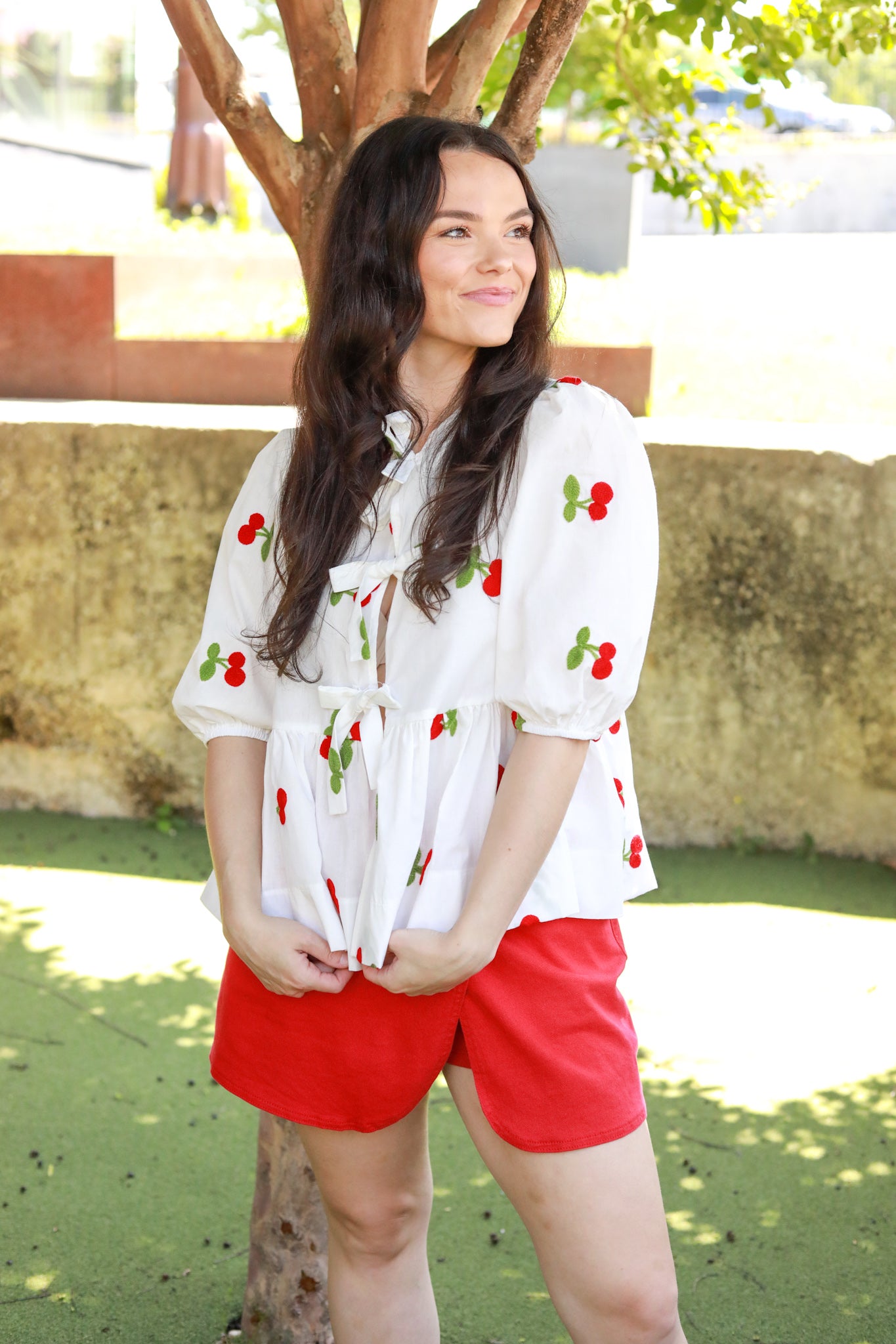 Tie Front Cherry Top